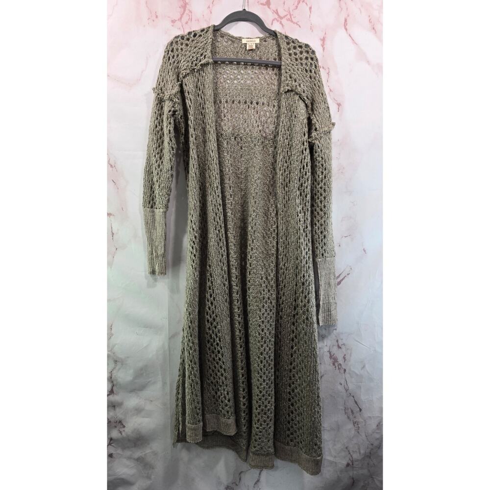 Sundance Sweater Womens Medium Brown Cardigan Open Long Duster Maxi Midi